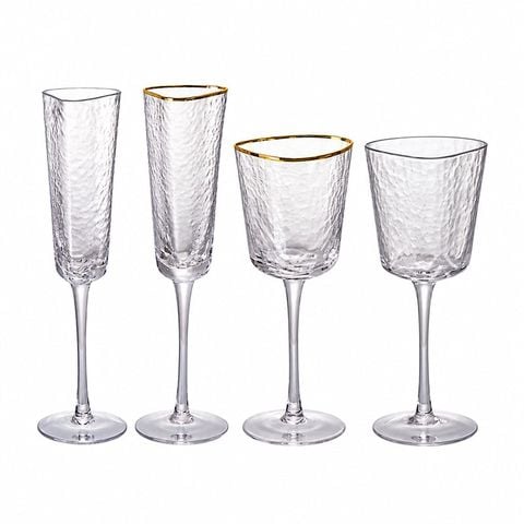 Ly Rượu Vang Đỏ Tam Giác Viền Vàng