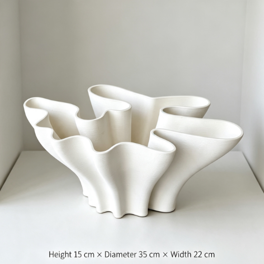 Bình Hoa Gốm Sứ Lượn Sóng 3D Trừu Tượng