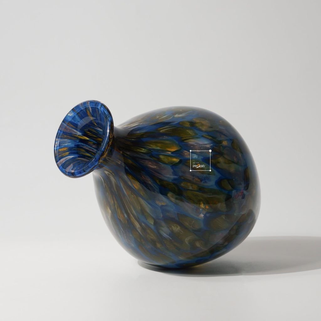 Bình Hoa Thủy Tinh Xanh Lam Vân Mosaic Độc Đáo