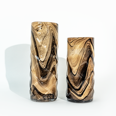 Bình Hoa Thủy Tinh Nghệ Thuật Vân Đá Marble Nâu Khói