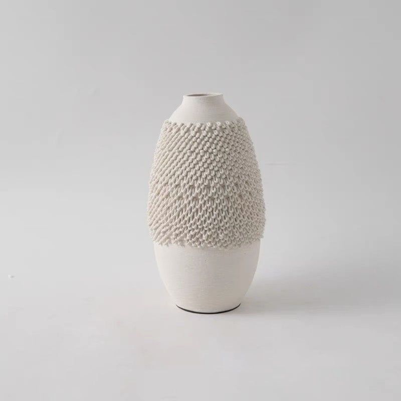 Bình Gốm 3D Kiểu Pháp Trang Trí Xếp Ply Cong