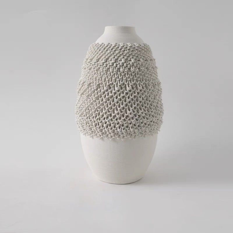 Bình Gốm 3D Kiểu Pháp Trang Trí Xếp Ply Cong