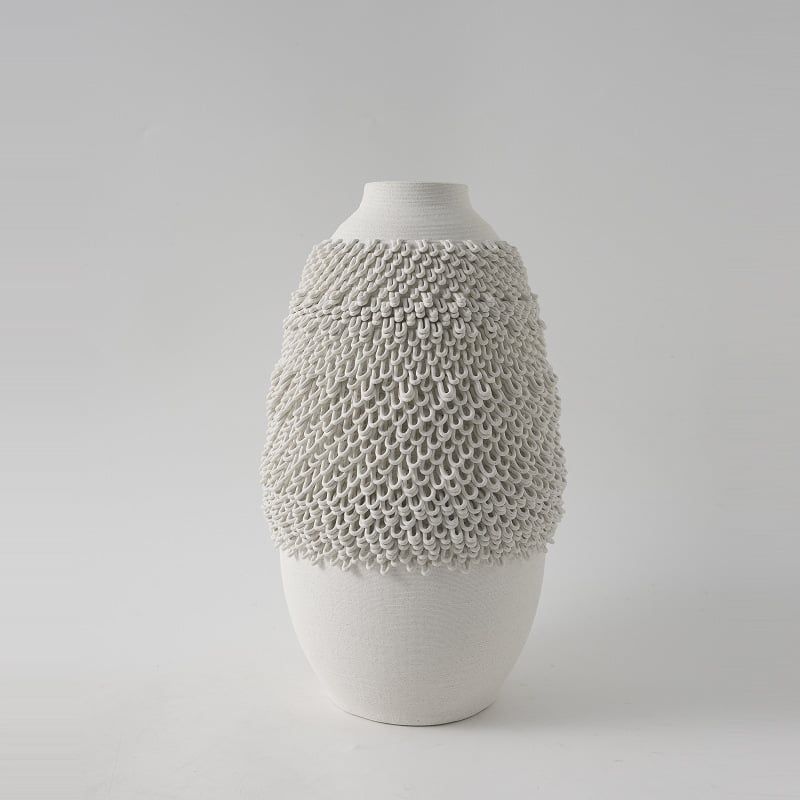 Bình Gốm 3D Kiểu Pháp Trang Trí Xếp Ply Cong