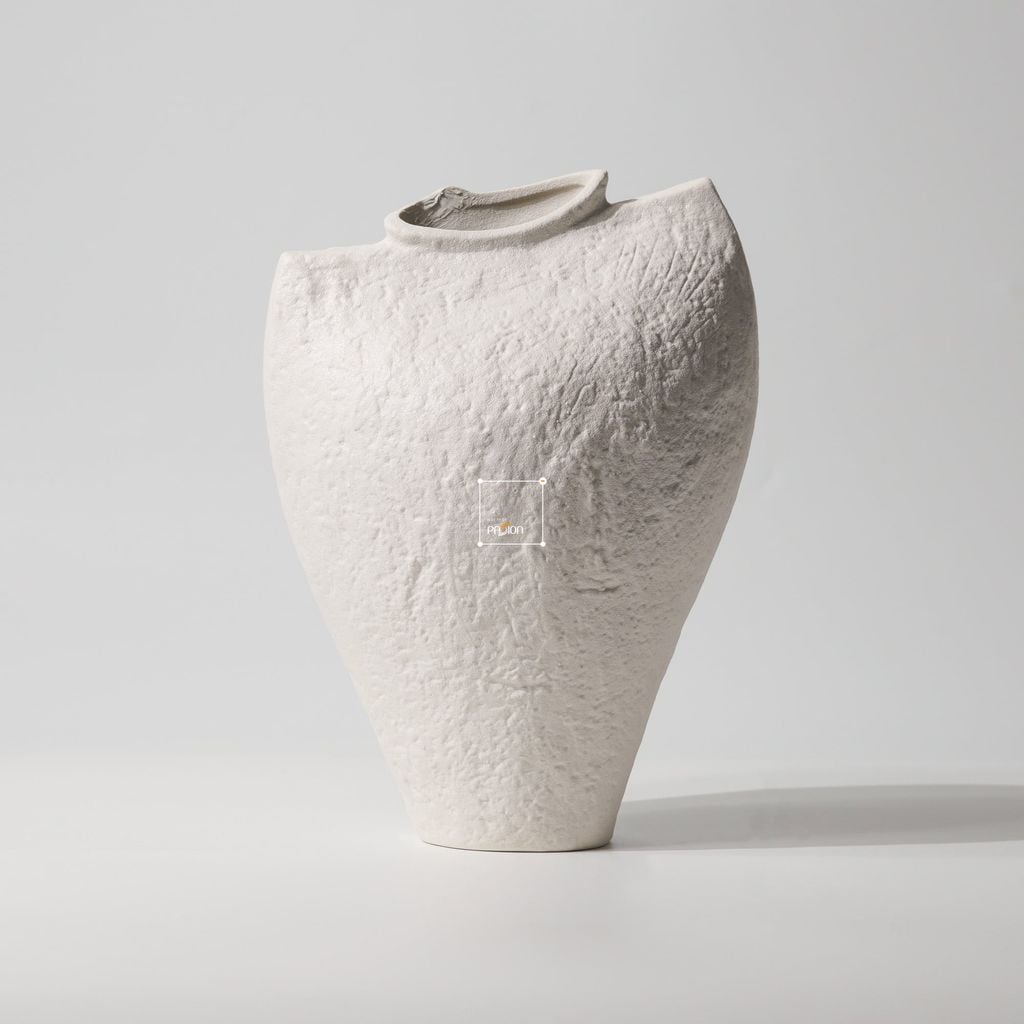 Set 2 Bình Hoa Gốm Wabi Sabi Nâu Cổ Vest Suit