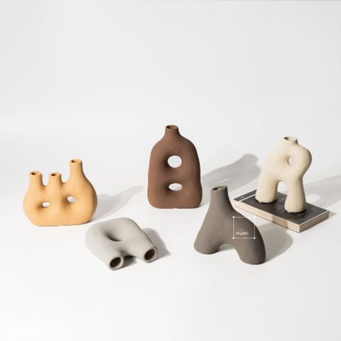 Bình Gốm Cắm Hoa Khô Scandinavian Tối Giản