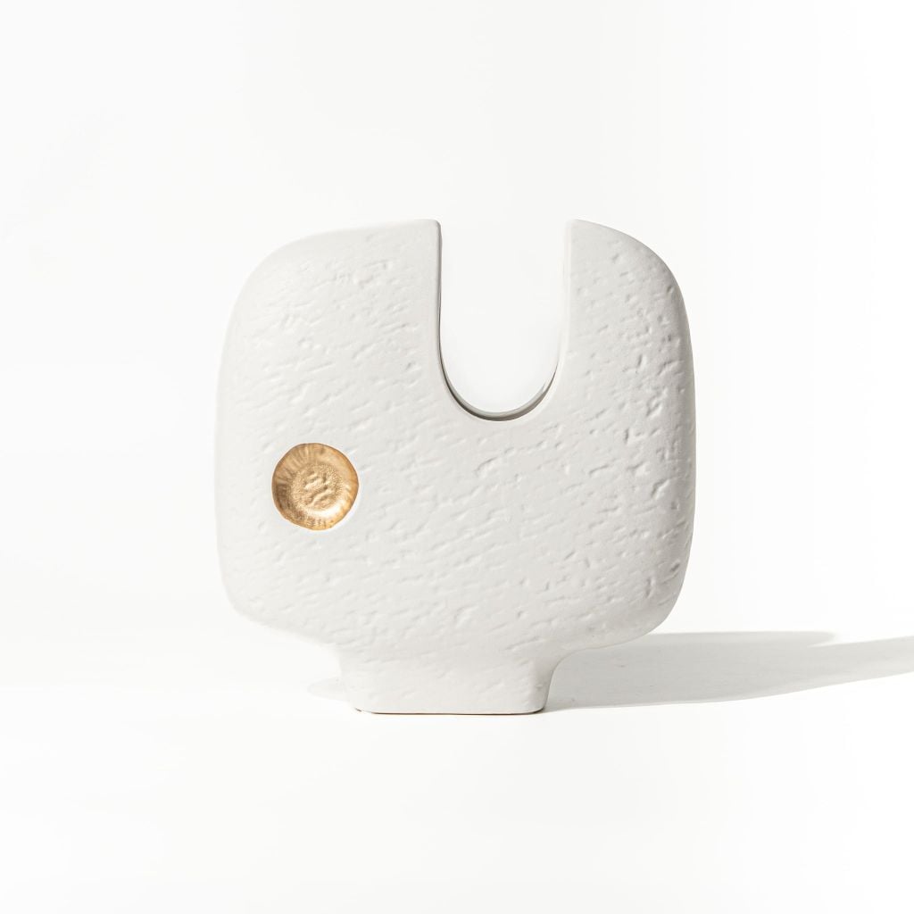 Bình Gốm Decor Tối Giản Họa Tiết Trừu Tượng Phối Vàng