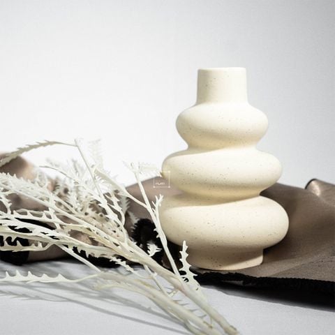 Bình Gốm Hình Bầu Gợn Sóng 3 Tầng