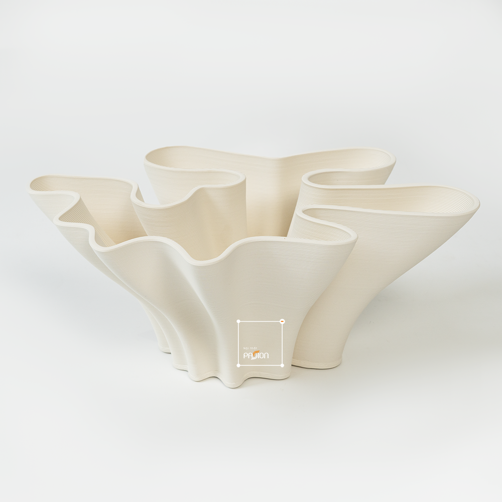 Bình Hoa Gốm Sứ Lượn Sóng 3D Trừu Tượng