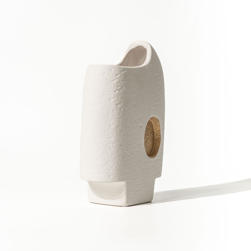 Bình Gốm Decor Tối Giản Họa Tiết Trừu Tượng Phối Vàng