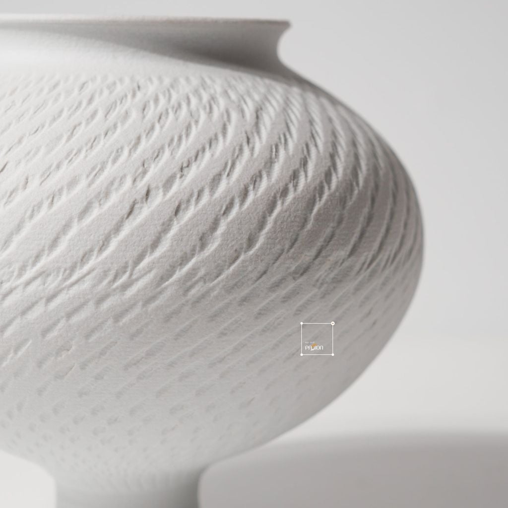 Bình Hoa Gốm Thủ Công Xanh Trắng Nghệ Thuật Hiện Đại