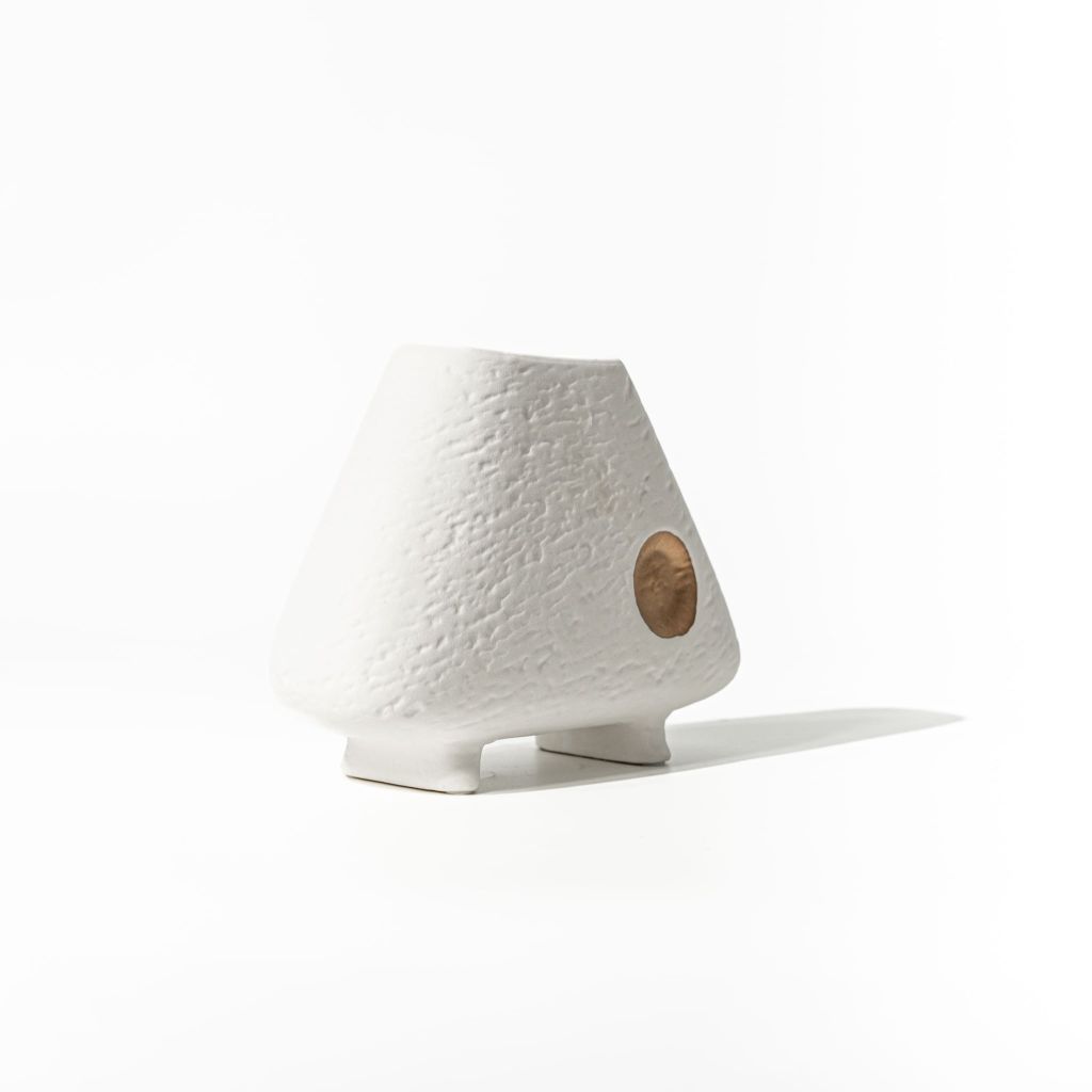 Bình Gốm Decor Tối Giản Họa Tiết Trừu Tượng Phối Vàng