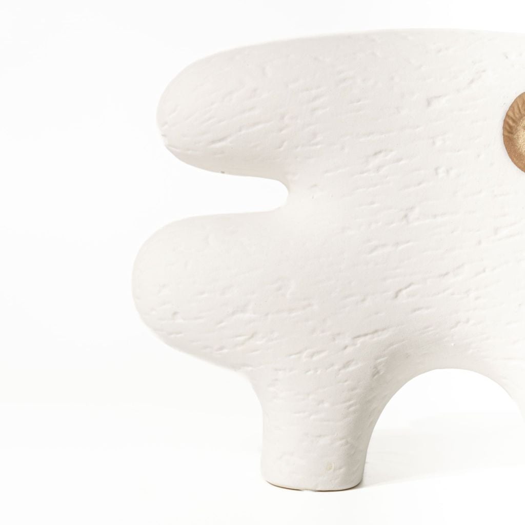 Bình Gốm Decor Tối Giản Họa Tiết Trừu Tượng Phối Vàng