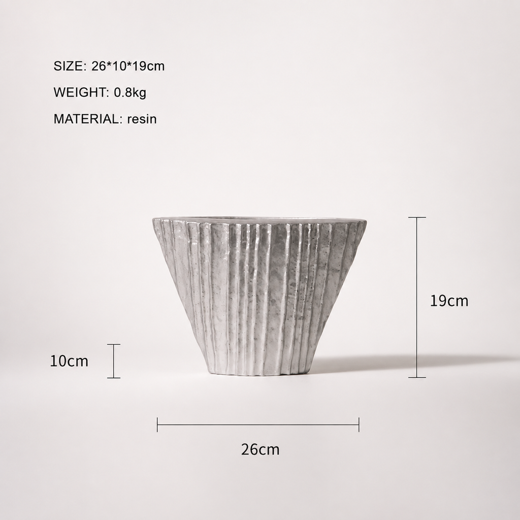 Bình Hoa Decor Composite Giả Đá Texture Sọc Dọc Wabi Sabi