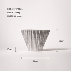Bình Hoa Decor Composite Giả Đá Texture Sọc Dọc Wabi Sabi
