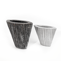 Bình Hoa Decor Composite Giả Đá Texture Sọc Dọc Wabi Sabi