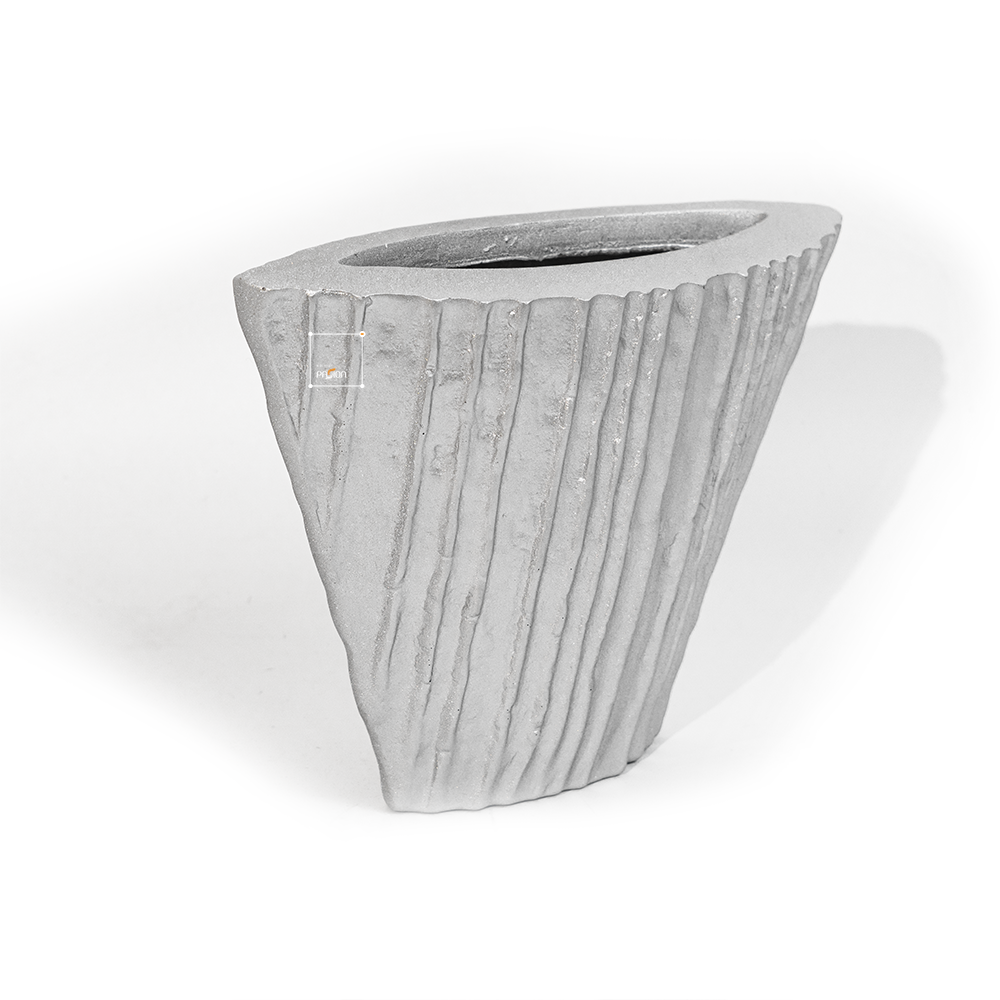Bình Hoa Decor Composite Giả Đá Texture Sọc Dọc Wabi Sabi