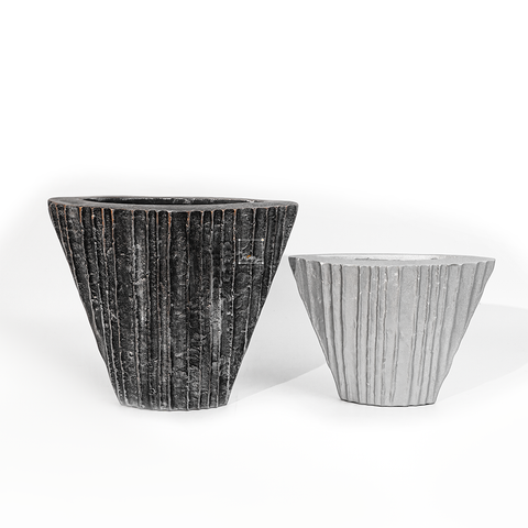 Bình Hoa Decor Composite Giả Đá Texture Sọc Dọc Wabi Sabi