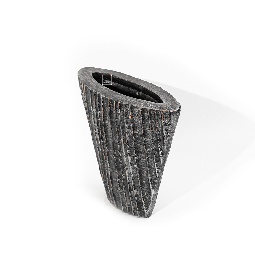 Bình Hoa Decor Composite Giả Đá Texture Sọc Dọc Wabi Sabi