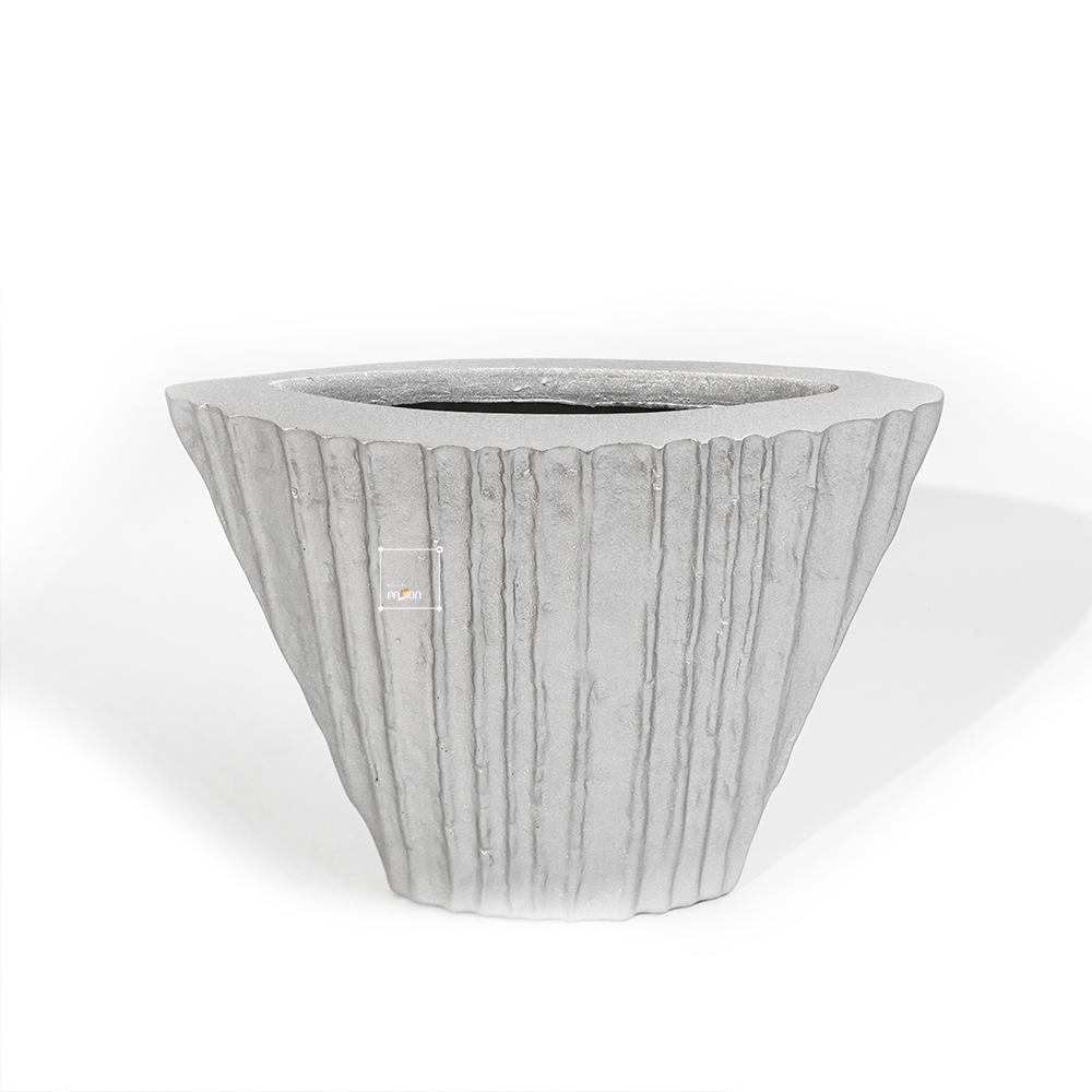 Bình Hoa Decor Composite Giả Đá Texture Sọc Dọc Wabi Sabi