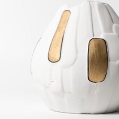 Bình Hoa Gốm Trắng Nghệ Thuật Điêu Khắc Nổi Thân Bình Cao Cấp