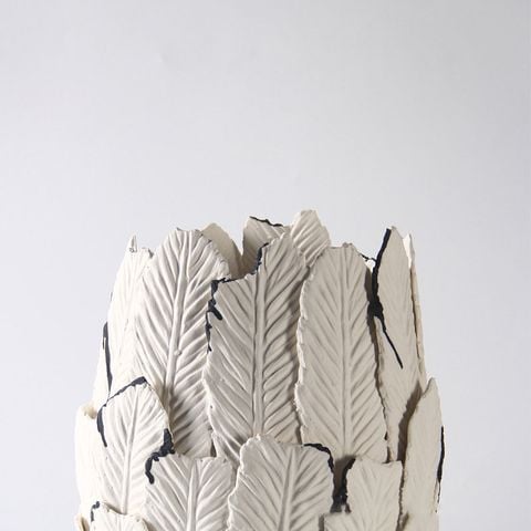 Bình Hoa Gốm Thủ Công Nghệ Thuật Xếp Tầng Hình Lá