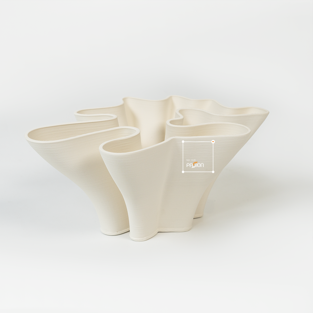 Bình Hoa Gốm Sứ Lượn Sóng 3D Trừu Tượng
