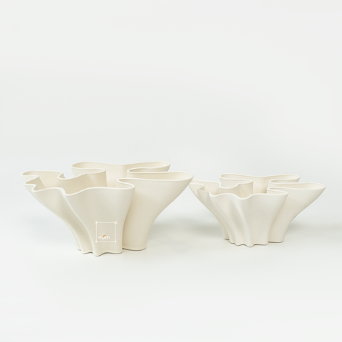 Bình Hoa Gốm Sứ Lượn Sóng 3D Trừu Tượng