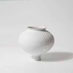 Bình Hoa Gốm Thủ Công Xanh Trắng Nghệ Thuật Hiện Đại