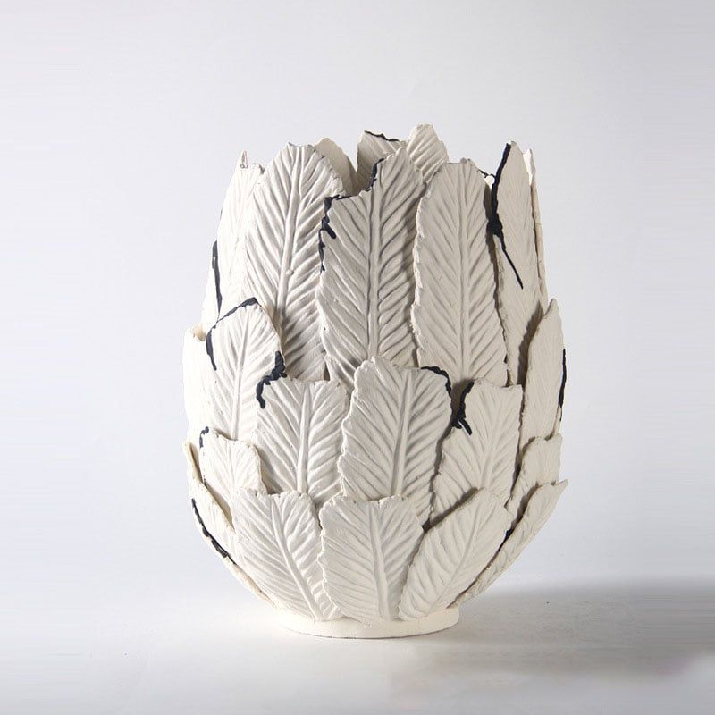 Bình Hoa Gốm Thủ Công Nghệ Thuật Xếp Tầng Hình Lá