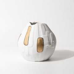 Bình Hoa Gốm Trắng Nghệ Thuật Điêu Khắc Nổi Thân Bình Cao Cấp