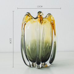 Bình Hoa Thủy Tinh Gradient Hình Búp Hoa Xanh Vàng
