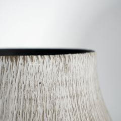 Bình Hoa Gốm Sứ Tông Xám Vân Sọc Phong Cách Wabi Sabi Miệng Cong