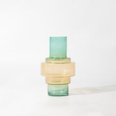 Bình Hoa Thủy Tinh Màu Gradient Xanh Nâu Bụng Phân Tầng