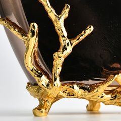 Bình Hoa Thủy Tinh Gradient Nâu Chân Đế Vàng