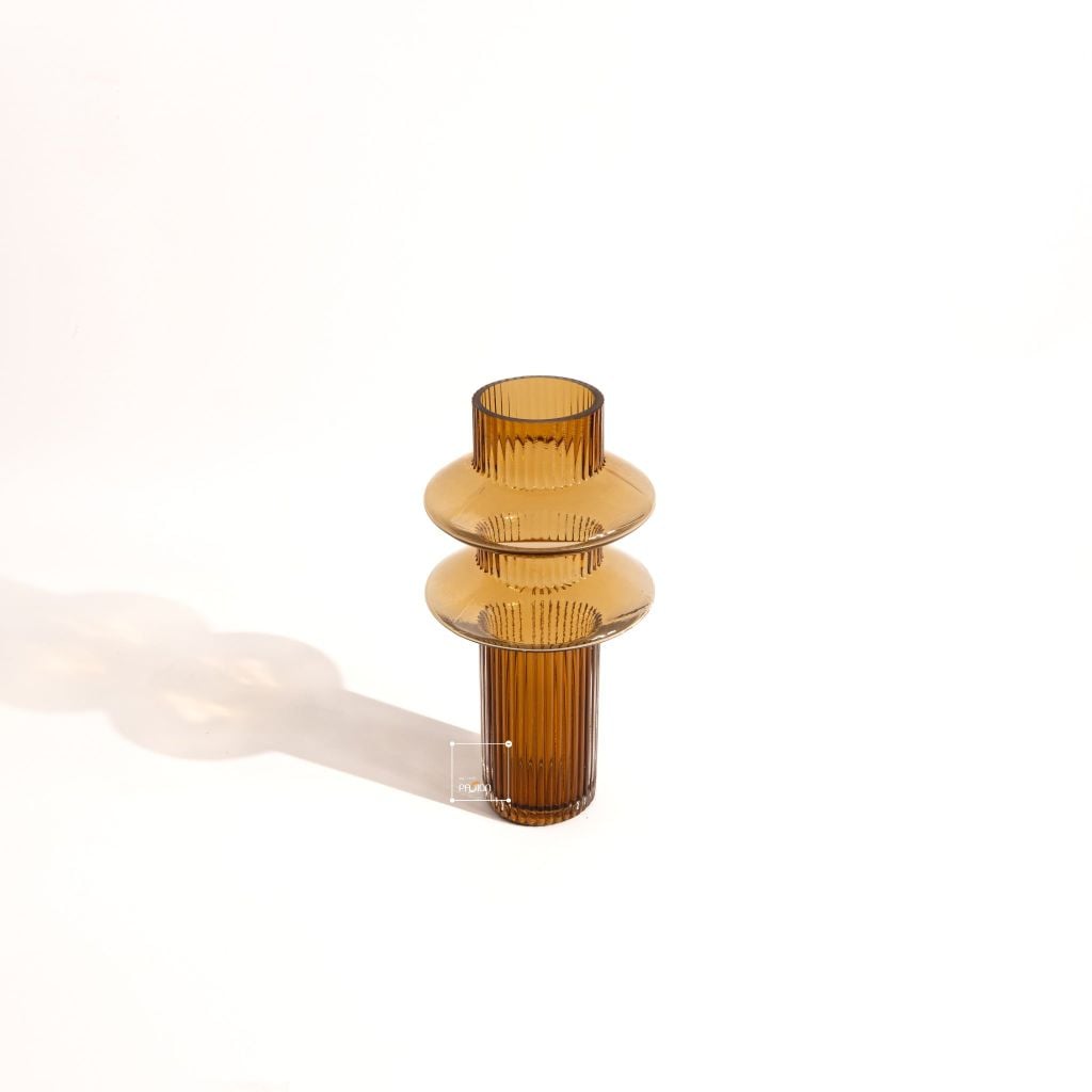 Bình Hoa Thủy Tinh Nâu Phong Cách Tháp Tầng