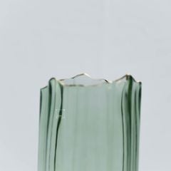 Bình Hoa Thủy Tinh Gợn Sóng Viền Vàng LUCE