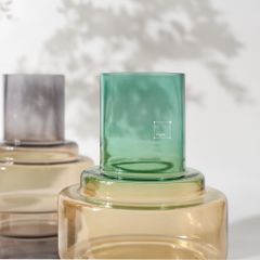 Bình Hoa Thủy Tinh Màu Gradient Xanh Nâu Bụng Phân Tầng