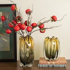 Bình Hoa Thủy Tinh Gradient Hình Búp Hoa Xanh Vàng