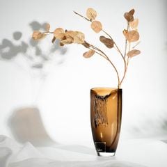 Bình Hoa Thủy Tinh Màu Nâu Khói Thiết Kế Giọt Chảy Độc Đáo