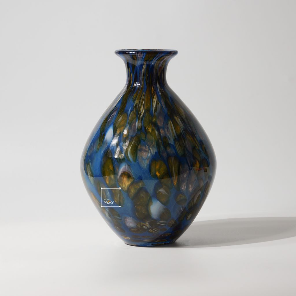 Bình Hoa Thủy Tinh Xanh Lam Vân Mosaic Độc Đáo