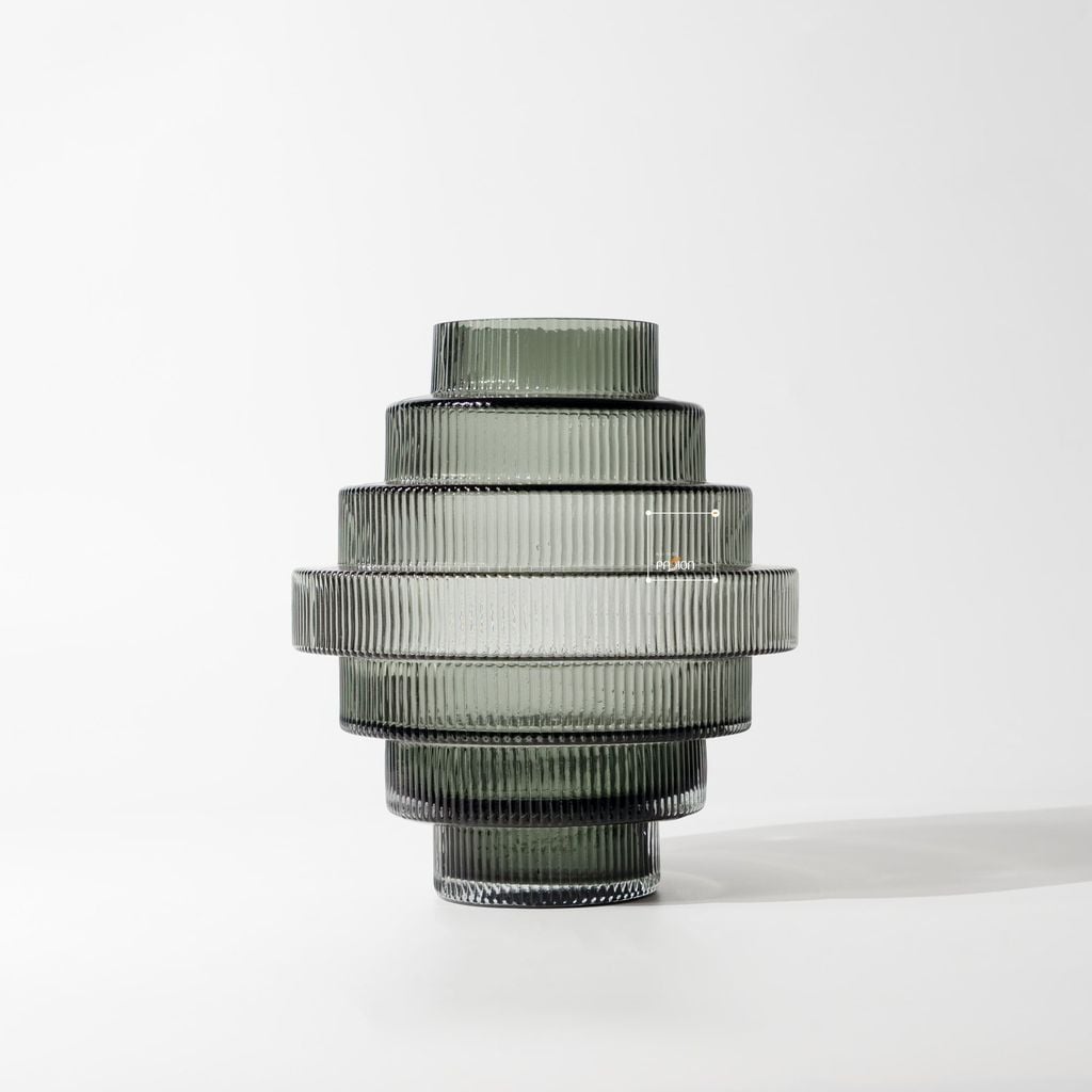 Bình Hoa Thủy Tinh Nâu Phong Cách Tháp Tầng