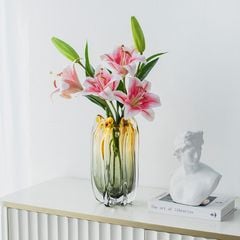 Bình Hoa Thủy Tinh Gradient Hình Búp Hoa Xanh Vàng