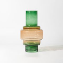 Bình Hoa Thủy Tinh Màu Gradient Xanh Nâu Bụng Phân Tầng