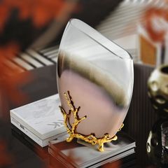 Bình Hoa Thủy Tinh Gradient Nâu Chân Đế Vàng