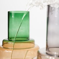 Bình Hoa Thủy Tinh Màu Gradient Xanh Nâu Bụng Phân Tầng
