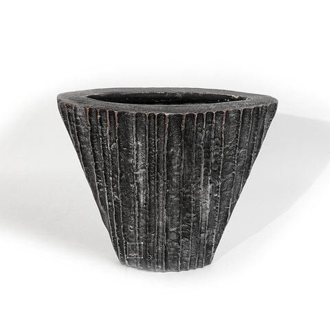 Bình Hoa Decor Composite Giả Đá Texture Sọc Dọc Wabi Sabi