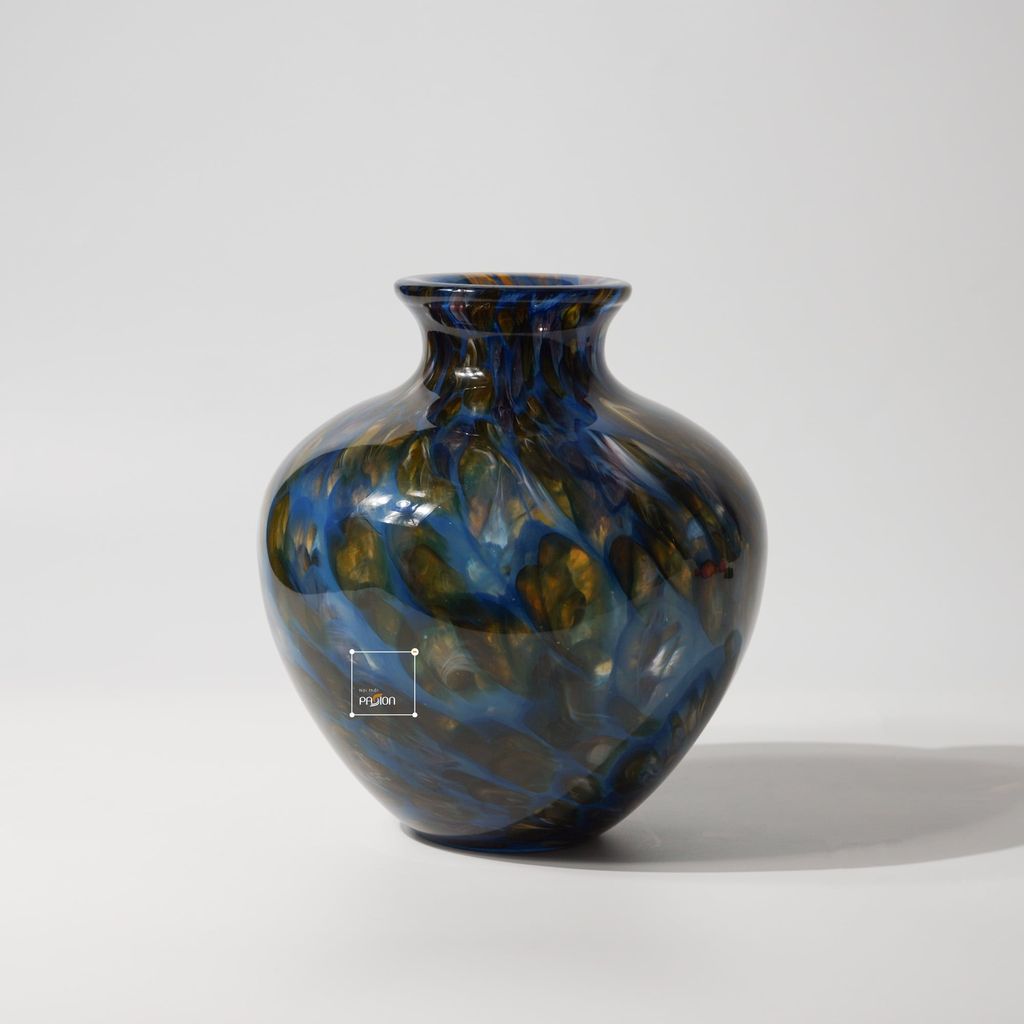 Bình Hoa Thủy Tinh Xanh Lam Vân Mosaic Độc Đáo