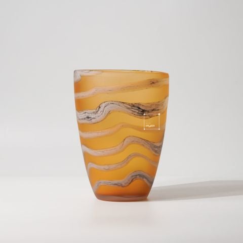 Bình Hoa Thủy Tinh Hổ Phách Thân Cao Gợn Vân Sóng Sang Trọng