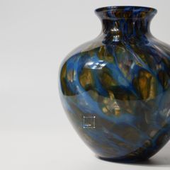 Bình Hoa Thủy Tinh Xanh Lam Vân Mosaic Độc Đáo