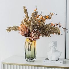 Bình Hoa Thủy Tinh Gradient Hình Búp Hoa Xanh Vàng